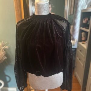 Elegant Black Velvet Women's Top